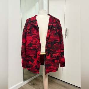C’EST TOI Red Camo Utility Jacket Hooded Snap Zip New UNISEX 3XL